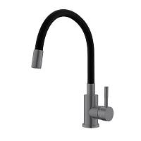 Смеситель для кухни с гибким изливом WesnaArt EKO EKO05-140GunMetal, серый/черный