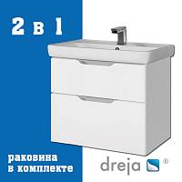 Тумба с раковиной подвесная Dreja Q 80 см, белый