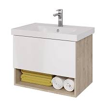 Тумба под раковину подвесная Dreja Perfecto 70 см, дуб эврика/белый