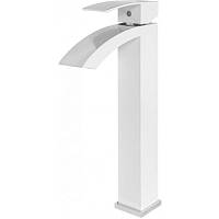 Смеситель для раковины высокий Hansberge H2077W, белый/хром