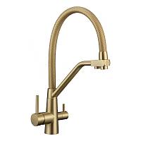 Смеситель для кухни с подключением фильтра воды Fmark FS0662-XC07, матовое золото