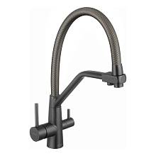 Смеситель для кухни с подключением фильтра воды Fmark FS0662-XQ06, графит/серый