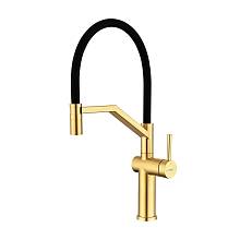 Смеситель Raglo R20.41.03 для кухни съёмный гибкий излив с магнитным фиксатором, сатин золотой
