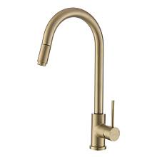 Смеситель для кухни с выдвижным изливом Voda Vessel Gold VSL519G, золотой сатин