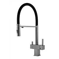 Смеситель для кухни с гибким изливом и подключением фильтра Grocenberg GB4098BG, графит