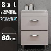 Тумба с раковиной напольная Velvex Orlando tn.ORL.CLA.60.2Y белый матовый, 60 см