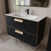 Тумба с раковиной подвесная (100см) Terminus Noto NOT101002099901O, черный soft touch