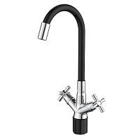 Смеситель для кухни с гибким изливом Voda Dive DV519FB, хром/черный