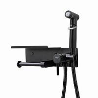Гигиенический душ со смесителем и полочкой FRAP F2075-6, черный