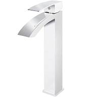 Смеситель для раковины высокий Grocenberg GB3007WC, белый/хром