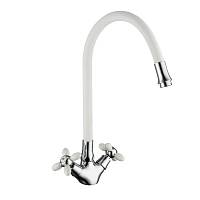 Смеситель для кухни с гибким изливом FRUD R44127-7, хром/белый