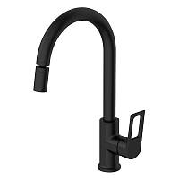 Смеситель для кухни с аэратором на шарнире Voda Surf Black SF519BAR, черный