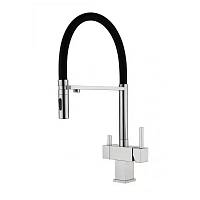 Смеситель для кухни с гибким изливом и подключением фильтра Grocenberg GB4098NK, никель