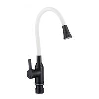 Смеситель для кухни с гибким изливом и режимом душ Fmark FS8277H-02, черный/белый