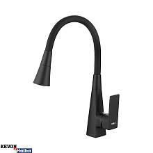 Смеситель для кухни с гибким изливом и режимом душ KEVON KV80384-7, черный