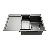 Кухонная мойка с коландером GAPPO GS7850-6R, графит