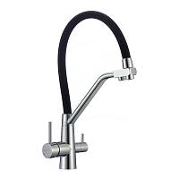 Смеситель для кухни с подключением фильтра воды Fmark FS0662-A01, хром/черный