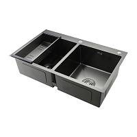 Кухонная мойка с коландером GAPPO GS8350-6, графит