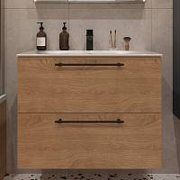 Тумба с раковиной подвесная (80см) Terminus Venta VEN10802300001O, шпон/дуб