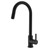 Смеситель для кухни с выдвижным изливом Voda Vessel Black VSL519B, черный