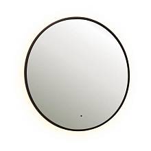 Зеркало Dreja SHINE 80х80 см, метал. рама, черный, беск. сенсор,  LED-подсветка, диммер
