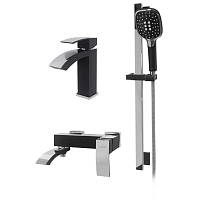 Набор для ванны 3 в 1 Hansberge H7077BC, черный/хром