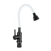 Смеситель для кухни с гибким изливом и режимом душ Fmark FS8288H-022, черный/белый