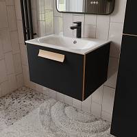 Тумба с раковиной подвесная (60см) Terminus Noto NOT10601099901O, черный soft touch