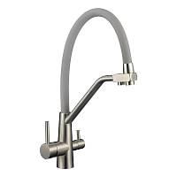 Смеситель для кухни с подключением фильтра воды Fmark FS0662-XL04, сатин/серый