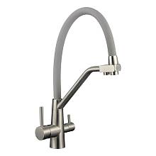 Смеситель для кухни с подключением фильтра воды Fmark FS0662-XL04, сатин/серый