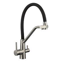 Смеситель для кухни с подключением фильтра воды Fmark FS0662-XL01, сатин/черный