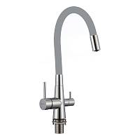 Смеситель для кухни с подключением фильтра воды Fmark FS1062-A04, хром/серый