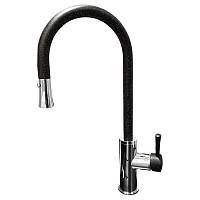 Смеситель для кухни с выдвижным изливом GranFest 7652, черный