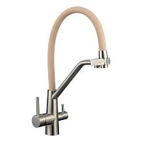 Смеситель для кухни с подключением фильтра воды Fmark FS0662-XL12, сатин/бежевый