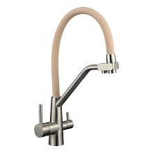 Смеситель для кухни с подключением фильтра воды Fmark FS0662-XL12, сатин/бежевый