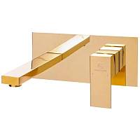 Смеситель для раковины встраиваемый Grocenberg GB588GO, золото