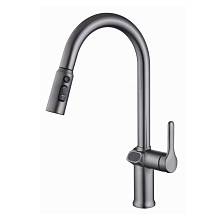 Смеситель для кухни с выдвижным изливом и дисплеем Esko Kitchen K15GMLED, оружейная сталь