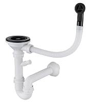 GRANFEST  Сифон одинарный  3 1/2" черный  с круглым переливом и отводом  арт. GF-