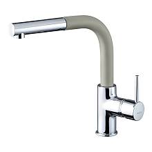 Смеситель для кухни с выдвижным изливом Rivelato Ledro 9022203, хром/топаз