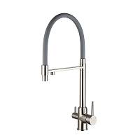 Смеситель для кухни с гибким изливом и подключением фильтра GAPPO G4399-5, сатин
