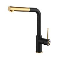 Смеситель для кухни с выдвижным изливом Rivelato Albano 1573503, черный/золото