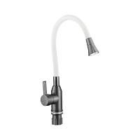 Смеситель для кухни с гибким изливом и режимом душ Fmark FS8277Q-02, графит/белый