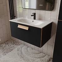 Тумба с раковиной подвесная (80см) Terminus Noto NOT10801099901O, черный soft touch