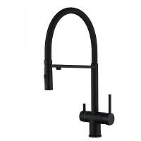 Смеситель для кухни с гибким изливом и подключением фильтра Grocenberg GB4096BL, черный