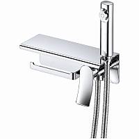 Гигиенический душ со смесителем, полочкой и держателем бумаги Haiba HB55553, хром