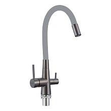 Смеситель для кухни с подключением фильтра воды Fmark FS1062-Q04, графит/серый