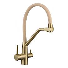 Смеситель для кухни с подключением фильтра воды Fmark FS0662-XC12, матовое золото/бежевый