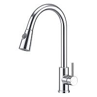 Смеситель для кухни с выдвижным изливом и режимом душ FRAP F60991, хром