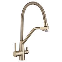 Смеситель для кухни с подключением фильтра воды Fmark FS0762C-V2, матовое золото