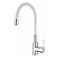 Смеситель для кухни с гибким изливом Esko Coral CL 519 W, хром/белый